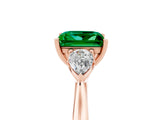 Rose gold Three-Stone Princess Cut Emerald Ring with Pear  Side Stones in Four-Prong Setting_17