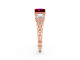 Rose gold Three-Stone Princess Cut Garnet Braided Band Ring with Four-Prong Setting_38