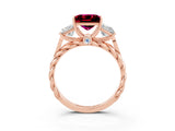 Rose gold Three-Stone Princess Cut Garnet Braided Band Ring with Four-Prong Setting_39