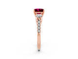 Rose gold Three-Stone Princess Cut Garnet Pavé Band with Four-Prong Setting_2