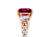 Rose gold Three-Stone Princess Cut Garnet Pavé Band with Four-Prong Setting_5