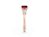 Rose gold Three-Stone Princess Cut Garnet Ring with Pear Side Stones and Four-Prong Setting_2