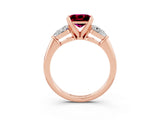 Rose gold Three-Stone Princess Cut Garnet Ring with Pear Side Stones and Four-Prong Setting_3