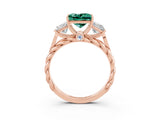 Rose gold Three-Stone Princess Cut Green Sapphire Braided Band Ring with Four-Prong Setting_15