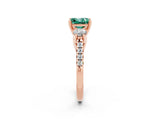 Rose gold Three-Stone Princess Cut Green Sapphire Pavé Band with Four-Prong Setting_2