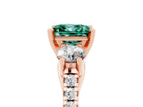 Rose gold Three-Stone Princess Cut Green Sapphire Pavé Band with Four-Prong Setting_5