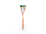 Rose gold Three-Stone Princess Cut Green Sapphire Ring with Pear Side Stones and Four-Prong Setting_2