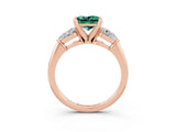 Rose gold Three-Stone Princess Cut Green Sapphire Ring with Pear Side Stones and Four-Prong Setting_3