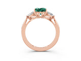 Rose gold Three-Stone Princess Cut Green Sapphire Ring with Pear  Side Stones in Four-Prong Setting_15