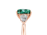 Rose gold Three-Stone Princess Cut Green Sapphire Ring with Pear  Side Stones in Four-Prong Setting_17