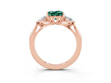 Rose gold Three-Stone Princess Cut Green Sapphire Ring with Pear  Side Stones in Four-Prong Setting_39