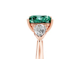 Rose gold Three-Stone Princess Cut Green Sapphire Ring with Pear  Side Stones in Four-Prong Setting_41