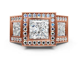 Rose gold Three-Stone Princess Cut Halo Pavé Diamond Ring_3