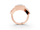 Rose gold Three-Stone Princess Cut Halo Pavé Diamond Ring_6