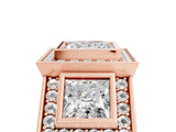 Rose gold Three-Stone Princess Cut Halo Pavé Diamond Ring_8