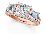 Rose gold Three-Stone Princess Cut Milgrain Pavé Engagement Ring_12