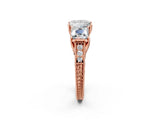 Rose gold Three-Stone Princess Cut Milgrain Pavé Engagement Ring_13