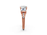 Rose gold Three-Stone Princess Cut Milgrain Pavé Engagement Ring_25