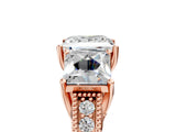 Rose gold Three-Stone Princess Cut Milgrain Pavé Engagement Ring_28