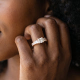 Rose gold Three-Stone Princess Cut Milgrain Pavé Engagement Ring_8