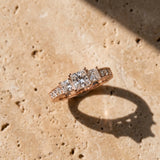 Rose gold Three-Stone Princess Cut Milgrain Pavé Engagement Ring_9