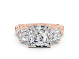Rose gold Three-Stone Princess Cut Moissanite Braided Band Ring with Four-Prong Setting_24