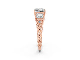 Rose gold Three-Stone Princess Cut Moissanite Braided Band Ring with Four-Prong Setting_26