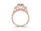 Rose gold Three-Stone Princess Cut Moissanite Braided Band Ring with Four-Prong Setting_27