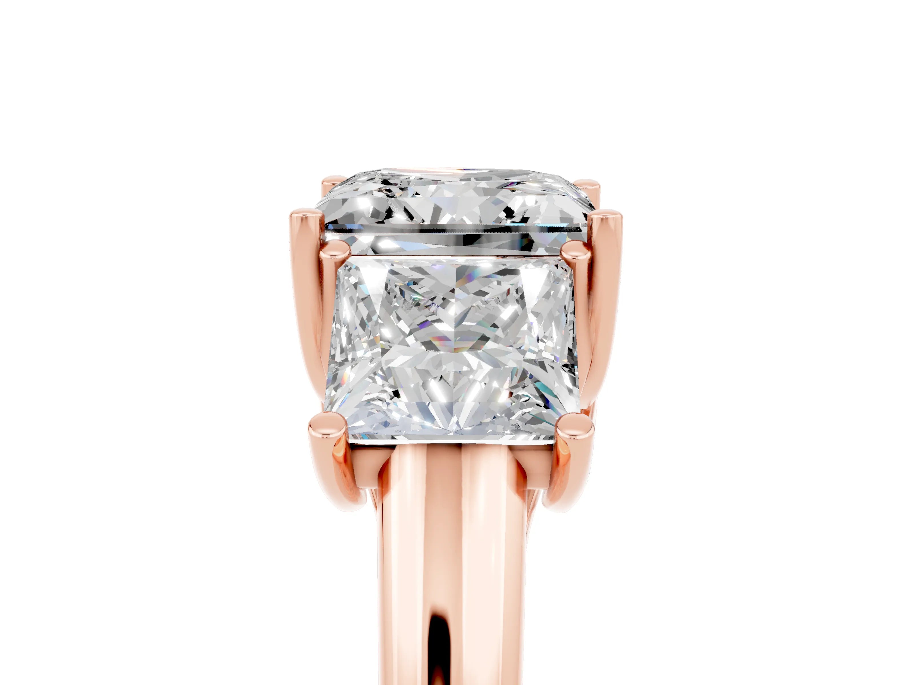 Rose gold Three-Stone Princess Cut Moissanite Engagement Ring with Prong Setting_5