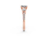 Rose gold Three-Stone Princess Cut Moissanite Pavé Band with Four-Prong Setting_2