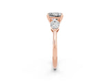 Rose gold Three-Stone Princess Cut Moissanite Ring with Pear Side Stones and Four-Prong Setting_2