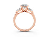 Rose gold Three-Stone Princess Cut Moissanite Ring with Pear Side Stones and Four-Prong Setting_3
