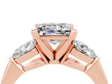Rose gold Three-Stone Princess Cut Moissanite Ring with Pear Side Stones and Four-Prong Setting_4