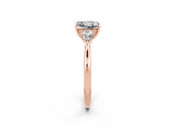 Rose gold Three-Stone Princess Cut Moissanite Ring with Pear  Side Stones in Four-Prong Setting_14
