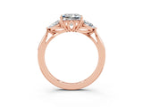 Rose gold Three-Stone Princess Cut Moissanite Ring with Pear  Side Stones in Four-Prong Setting_15