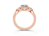 Rose gold Three-Stone Princess Cut Moissanite Ring with Pear  Side Stones in Four-Prong Setting_39