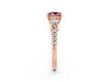 Rose gold Three-Stone Princess Cut Morganite Pavé Band with Four-Prong Setting_2