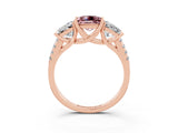 Rose gold Three-Stone Princess Cut Morganite Ring with Round  Pavé Band and Prong Setting_15