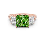 Rose gold Three-Stone Princess Cut Peridot Braided Band Ring with Four-Prong Setting_12