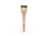 Rose gold Three-Stone Princess Cut Peridot Braided Band Ring with Four-Prong Setting_14