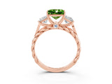 Rose gold Three-Stone Princess Cut Peridot Braided Band Ring with Four-Prong Setting_15