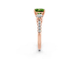 Rose gold Three-Stone Princess Cut Peridot Pavé Band with Four-Prong Setting_2