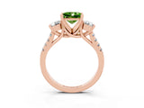 Rose gold Three-Stone Princess Cut Peridot Pavé Band with Four-Prong Setting_3