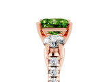 Rose gold Three-Stone Princess Cut Peridot Pavé Band with Four-Prong Setting_5