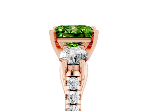 Rose gold Three-Stone Princess Cut Peridot Pavé Band with Four-Prong Setting_5