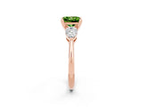 Rose gold Three-Stone Princess Cut Peridot Ring with Pear Side Stones and Four-Prong Setting_2