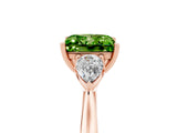 Rose gold Three-Stone Princess Cut Peridot Ring with Pear  Side Stones in Four-Prong Setting_17