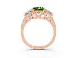 Rose gold Three-Stone Princess Cut Peridot Ring with Round  Pavé Band and Prong Setting_15