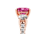 Rose gold Three-Stone Princess Cut Pink Sapphire Pavé Band with Four-Prong Setting_29