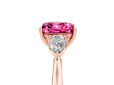 Rose gold Three-Stone Princess Cut Pink Sapphire Ring with Pear  Side Stones in Four-Prong Setting_17